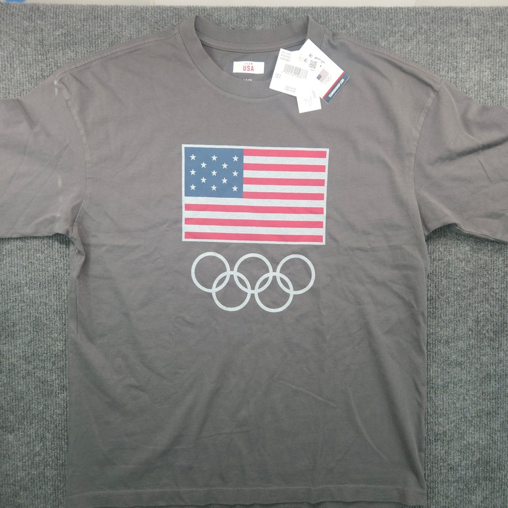 American Eagle Team USA Olympic T-Shirt Small Gray NWT Flag Graphic Tee